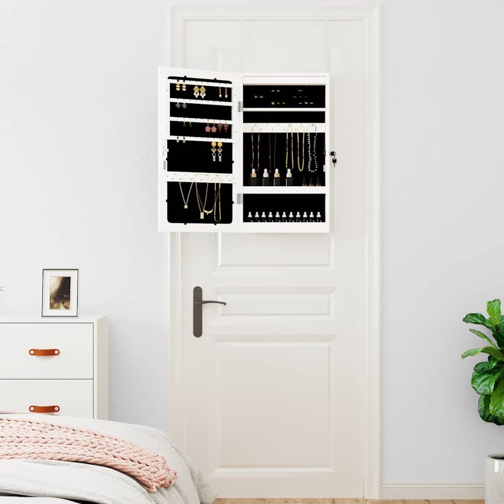Sieradenkast met Spiegel & LED - Wandmontage Wit - 29% Korting