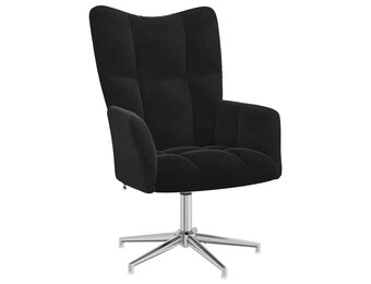 Draaiende Relaxstoel Fluweel Zwart - 34% Korting