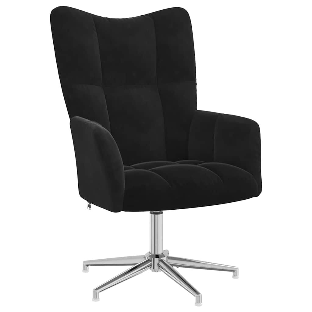 Draaiende Relaxstoel Fluweel Zwart - 34% Korting
