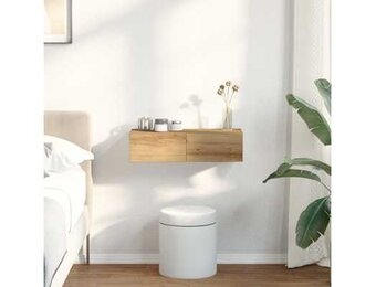 Wandrek met lades - bewerkt hout - 60x26,5x15 cm - Artisanaal Eiken - 34% Korting