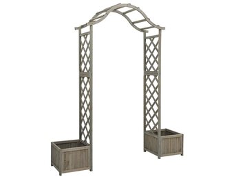 Pergola met plantenbak van vurenhout - 175x40x204 cm - Grijs (35% korting)