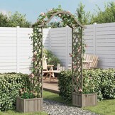 Pergola met plantenbak van vurenhout - 175x40x204 cm - Grijs (35% korting)