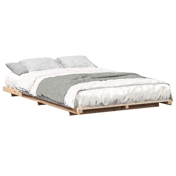 vidaXL Bedframe Massief Grenenhout - Bruin, 120 x 190 cm - 30% Korting