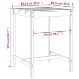 vidaXL Tuintafel Massief Grenenhout Zwart 82,5x82,5x110 cm - 34% Korting