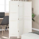 Kamerscherm 3 Panelen Wit Paulowniahout - 34% Korting