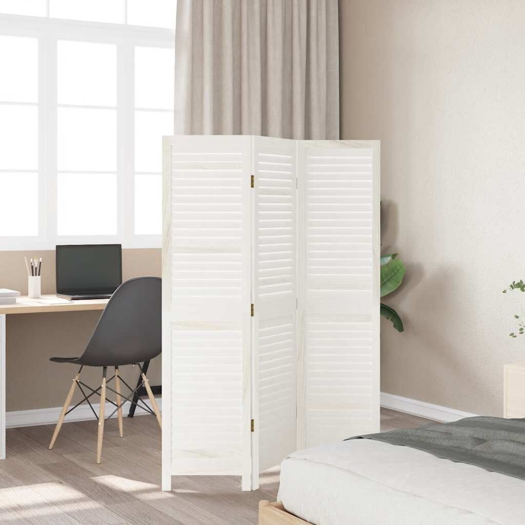 Kamerscherm 3 Panelen Wit Paulowniahout - 34% Korting