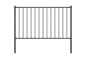 Zwart Gepoeedercoat Stalen Hekpaneel met Palen 170x125 cm - 34% Korting