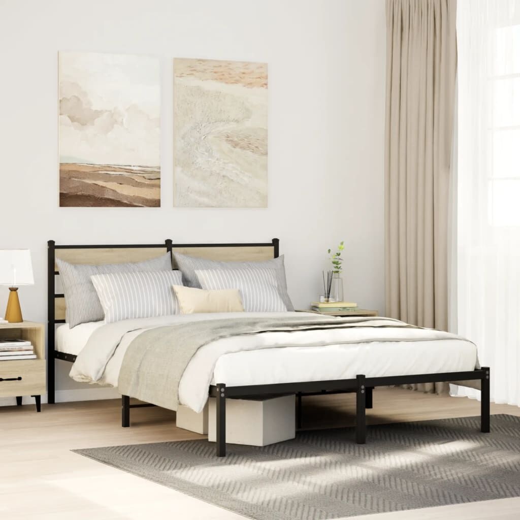 VidaXL Bedframe Metaal Sonoma Eiken 140x200 cm - 35% Korting