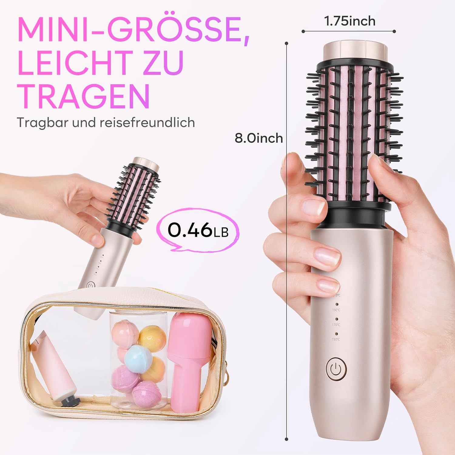 Draagbare Draadloze Krultangborstel - Snel Opwarmen, 7000 mAh - 33% Korting