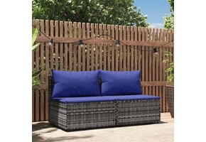 vidaXL Tuinmiddenbank 2 stuks met Kussens - Poly Rattan Grijs - 35% Korting