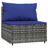 vidaXL Tuinmiddenbank 2 stuks met Kussens - Poly Rattan Grijs - 35% Korting