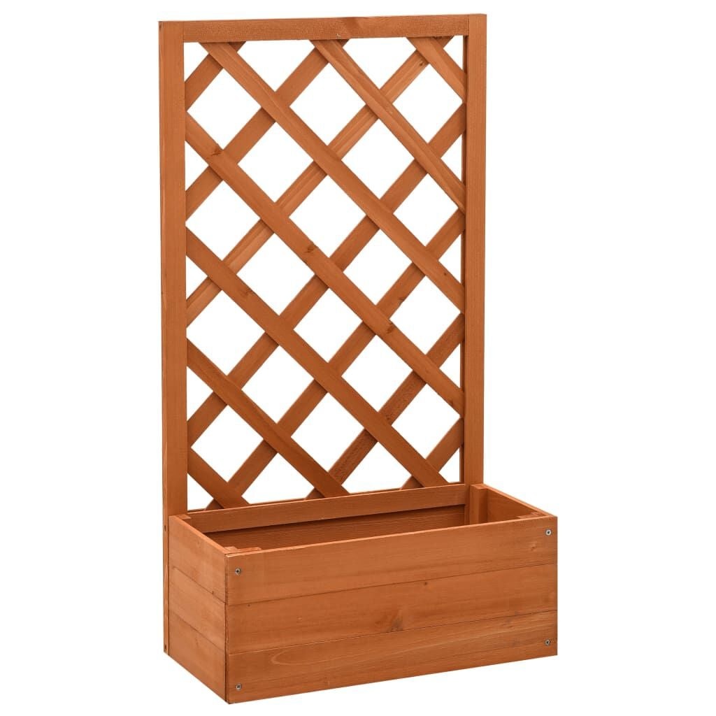 Plantenbak met Latwerk van Vurenhout, Oranje - 50x25x90 cm (57% Korting)