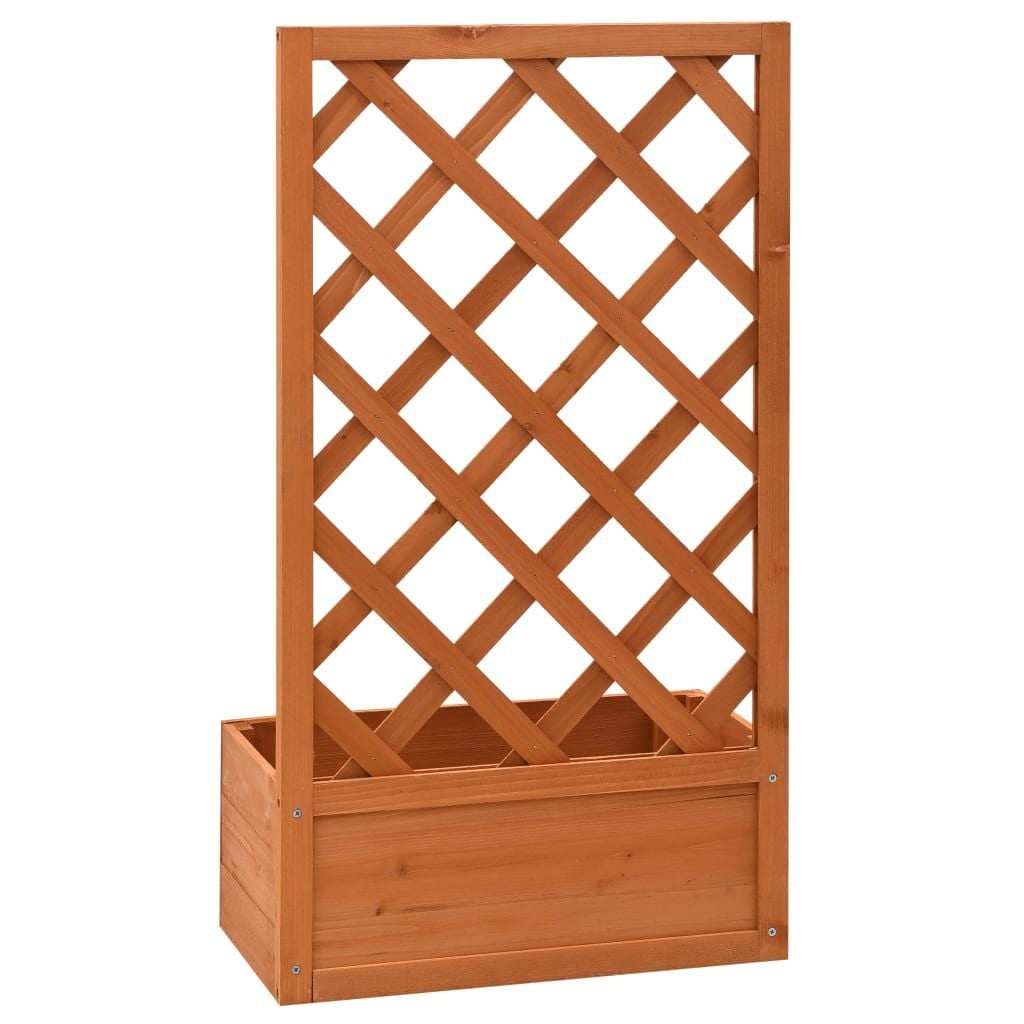 Plantenbak met Latwerk van Vurenhout, Oranje - 50x25x90 cm (57% Korting)