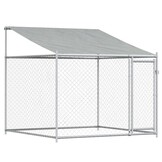 Hondenhok met dak & deur 2x2x2m Gegalvaniseerd Staal Grijs - 35% Korting