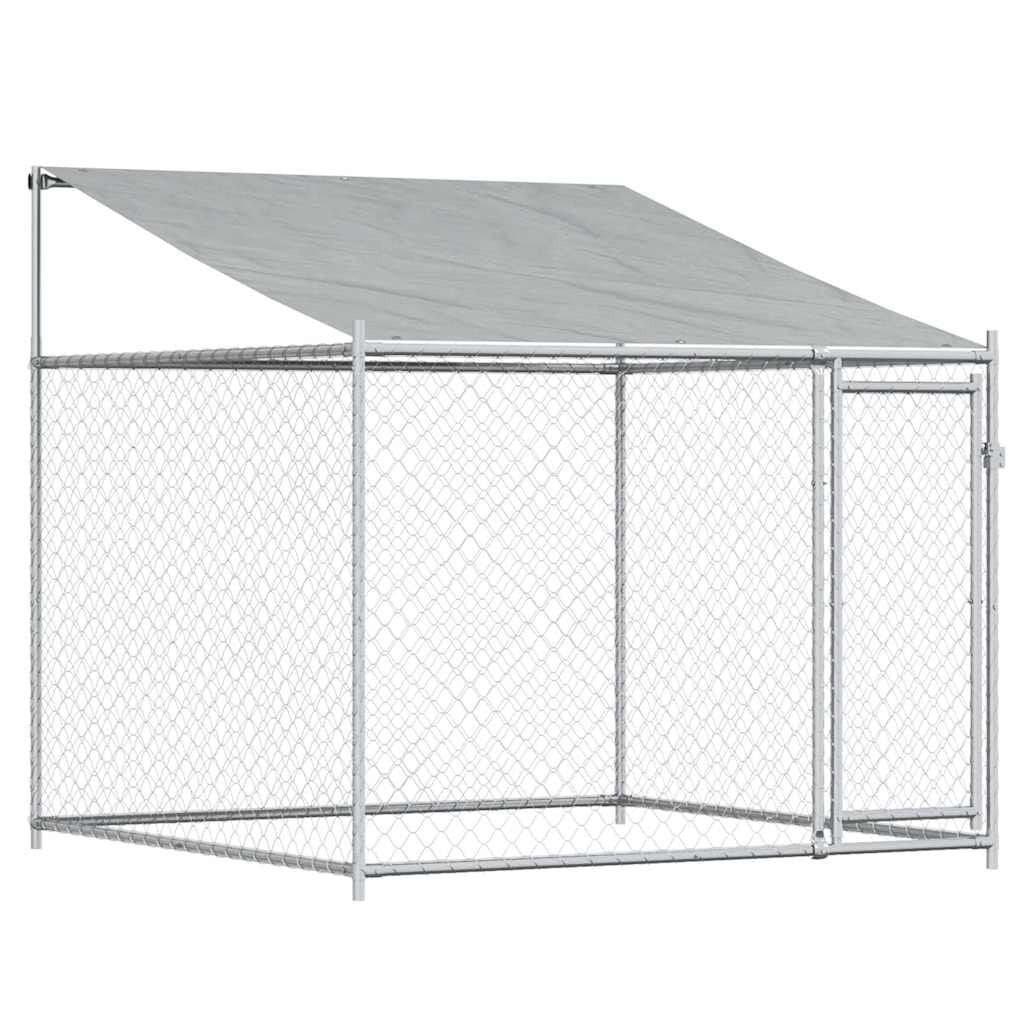 Hondenhok met dak & deur 2x2x2m Gegalvaniseerd Staal Grijs - 35% Korting