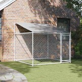 Hondenhok met dak & deur 2x2x2m Gegalvaniseerd Staal Grijs - 35% Korting