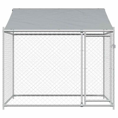 Hondenhok met dak & deur 2x2x2m Gegalvaniseerd Staal Grijs - 35% Korting