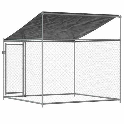 Hondenhok met dak & deur 2x2x2m Gegalvaniseerd Staal Grijs - 35% Korting