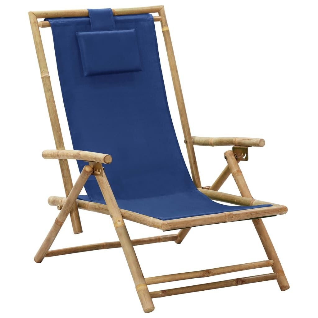 Relaxstoel Verstelbaar Bamboe & Stof Marineblauw - 33% Korting