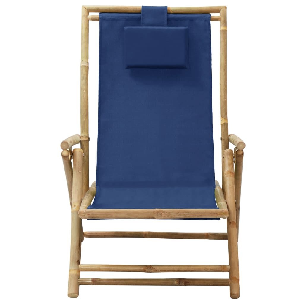 Relaxstoel Verstelbaar Bamboe & Stof Marineblauw - 33% Korting