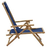 Relaxstoel Verstelbaar Bamboe & Stof Marineblauw - 33% Korting