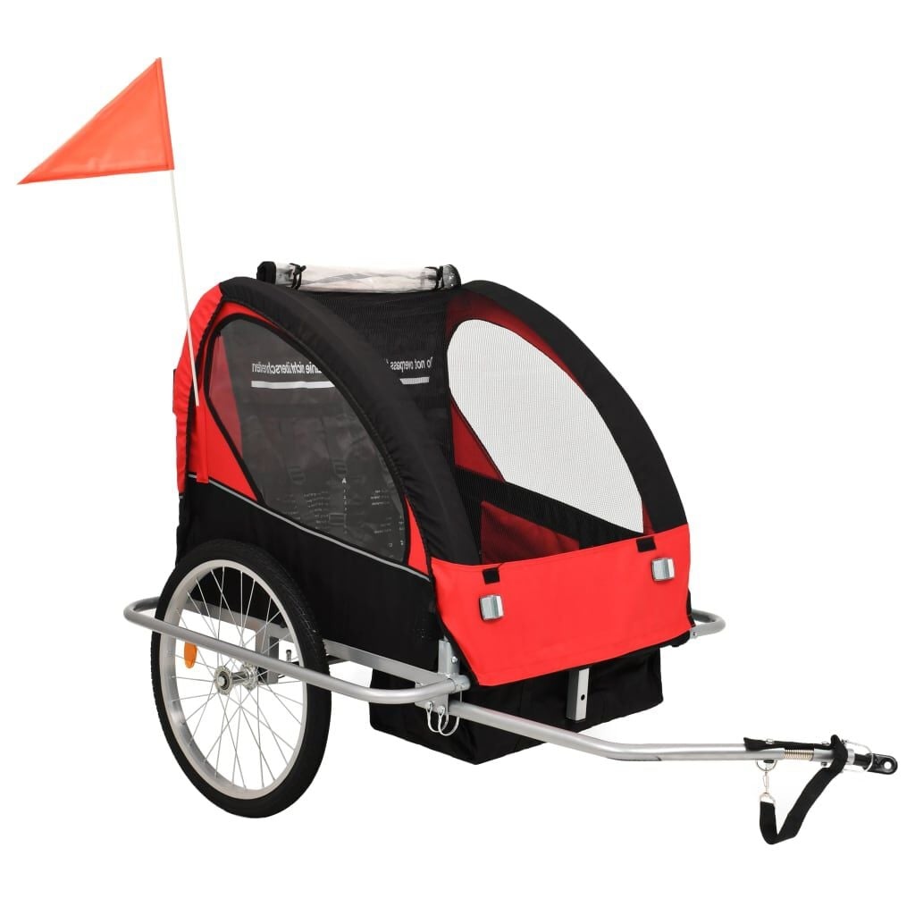 VidaXL Fietskar & Kinderwagen 2-in-1 Zwart/Rood - 35% Korting