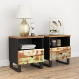 Nachtkastjes Massief Gerecycled Hout - 2 stuks (34% Korting)