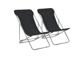 Opklapbare stoelen (2 stuks) Staal/Oxford Stof Zwart - 33% Korting
