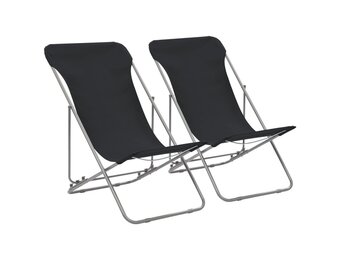 Opklapbare stoelen (2 stuks) Staal/Oxford Stof Zwart - 33% Korting