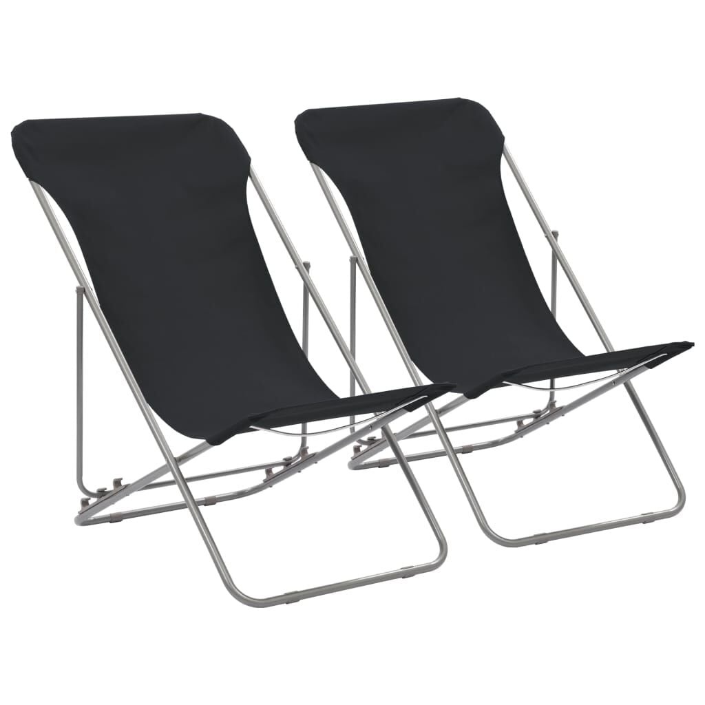 Opklapbare stoelen (2 stuks) Staal/Oxford Stof Zwart - 33% Korting