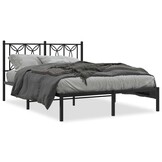 VidaXL Bedframe met hoofdbord Metaal Zwart 135x190 cm - 47% Korting
