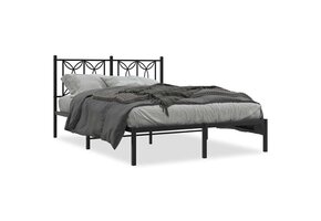 VidaXL Bedframe Metaal Zwart 135x190 cm met Hoofdbord - 35% Korting