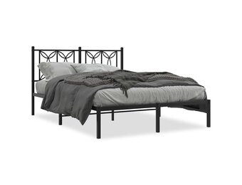 VidaXL Bedframe met hoofdbord Metaal Zwart 135x190 cm - 47% Korting