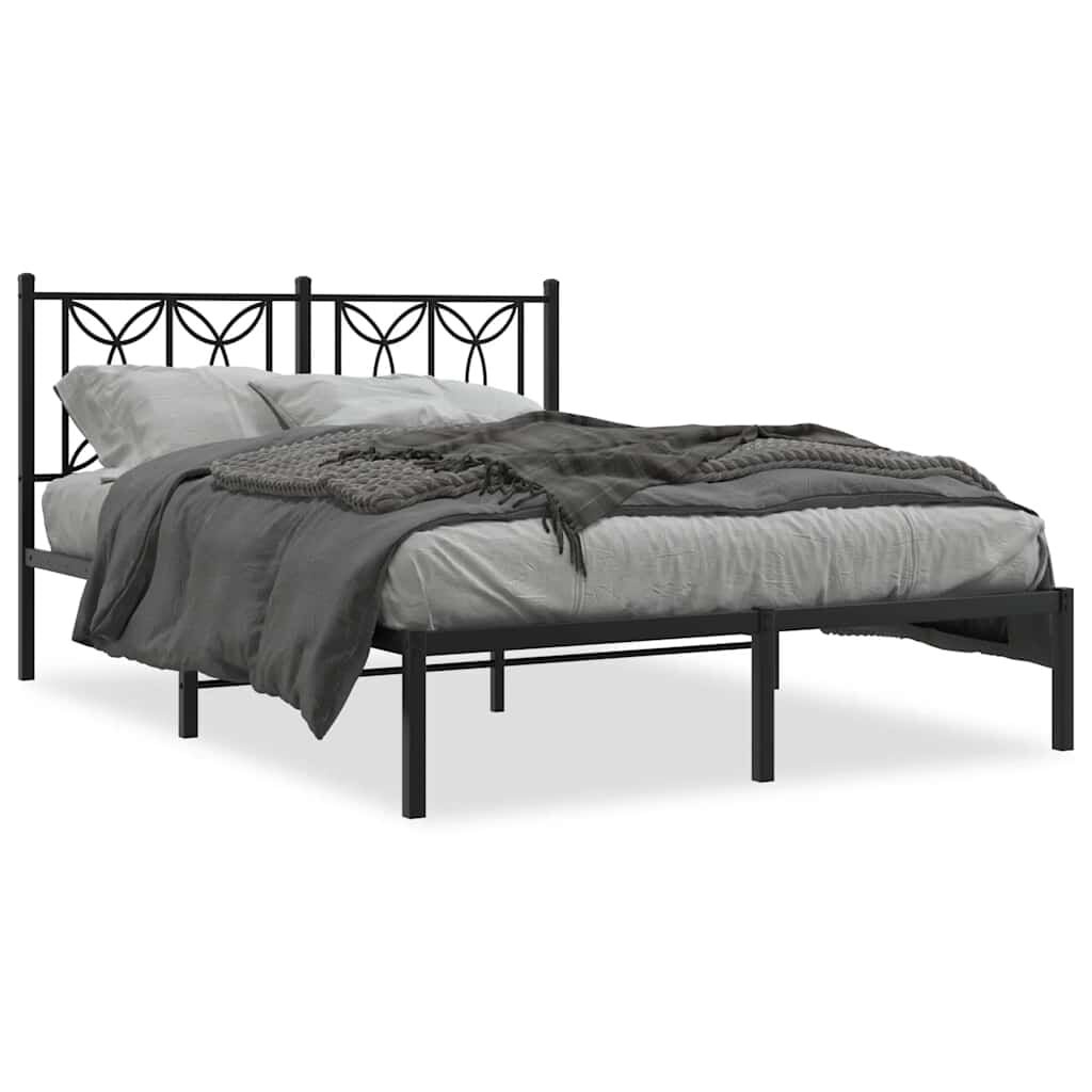 VidaXL Bedframe met hoofdbord Metaal Zwart 135x190 cm - 47% Korting