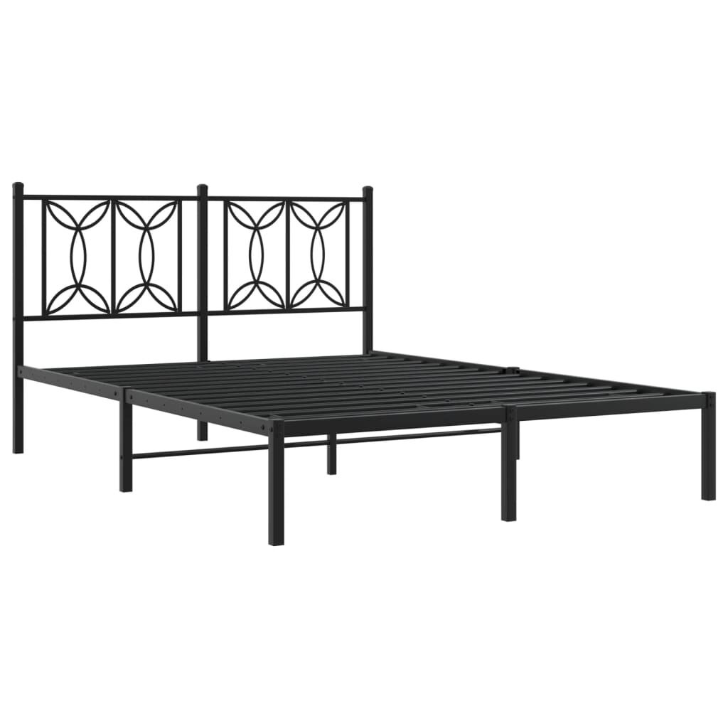 VidaXL Bedframe met hoofdbord Metaal Zwart 135x190 cm - 47% Korting