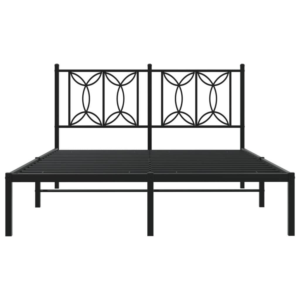 VidaXL Bedframe met hoofdbord Metaal Zwart 135x190 cm - 47% Korting
