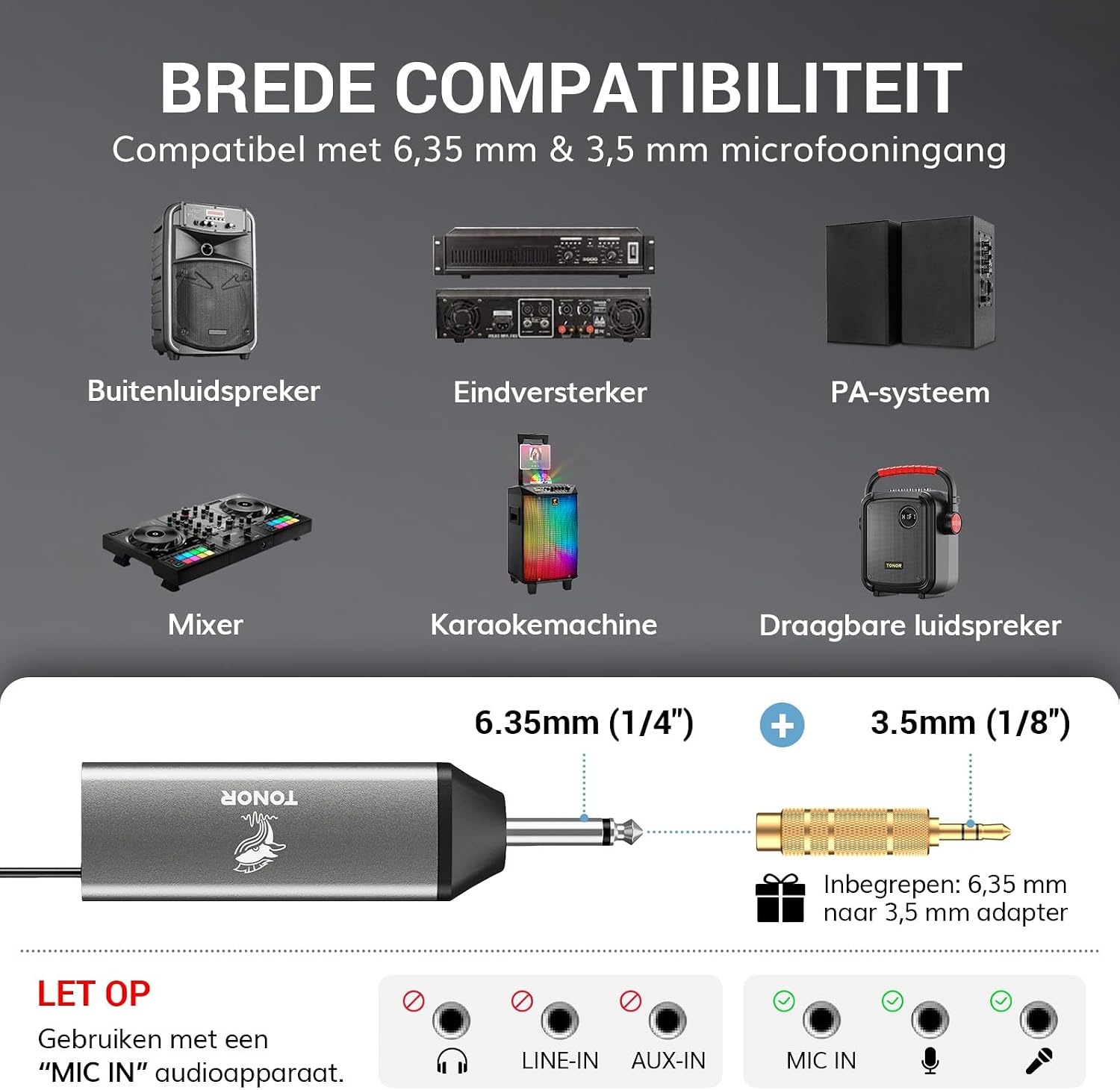 Draadloze Microfoon Set met 61% Korting - UHF 80m Bereik