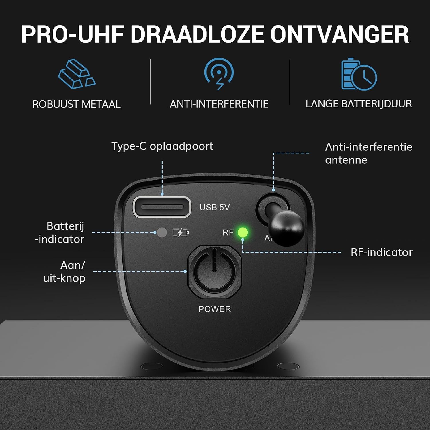 Draadloze Microfoon Set met 61% Korting - UHF 80m Bereik