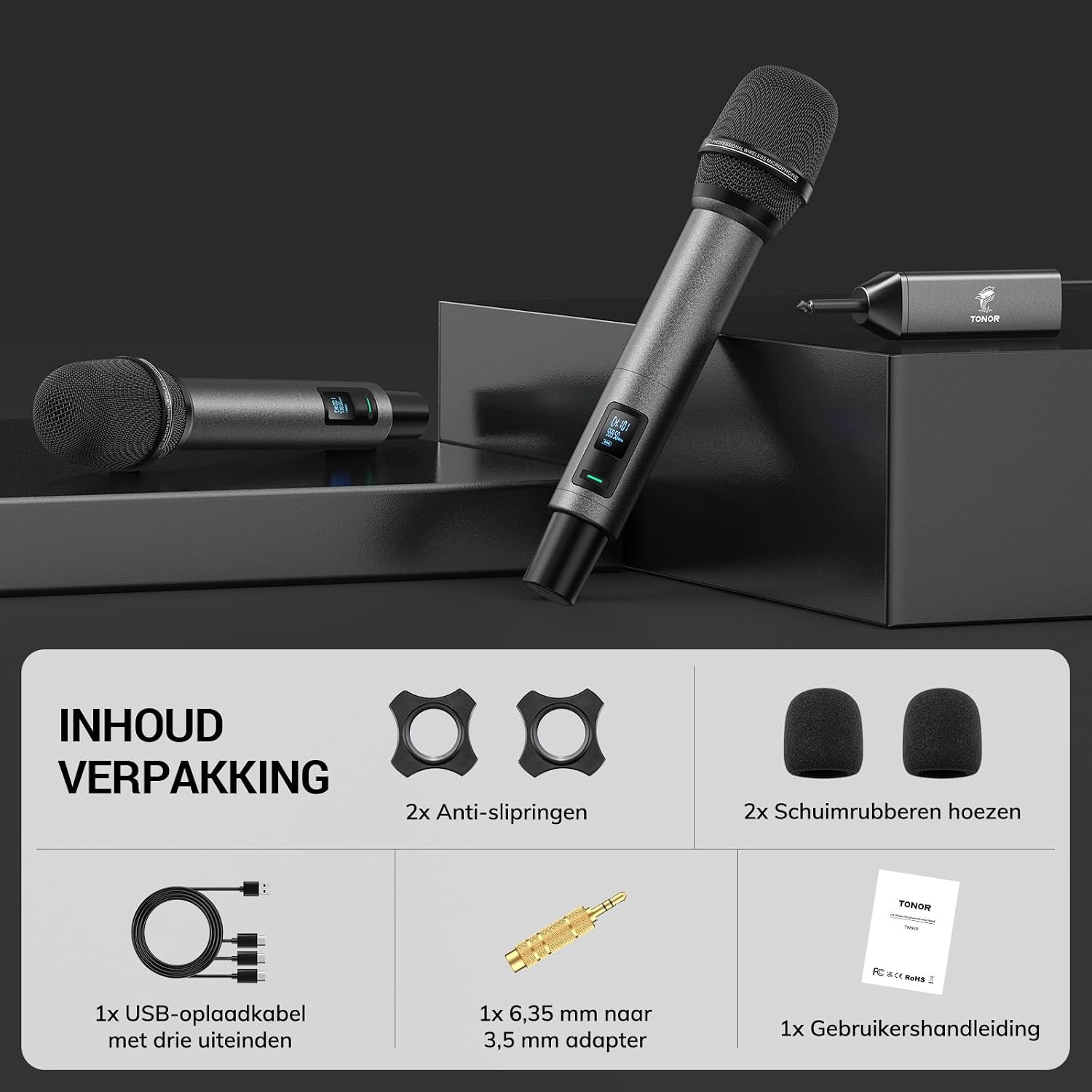 Draadloze Microfoon Set met 61% Korting - UHF 80m Bereik