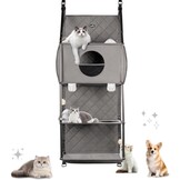 Ruimtebesparende Kattenkrabpaal Deurmontage 4 Verdiepingen met Hangmat - 34% Korting