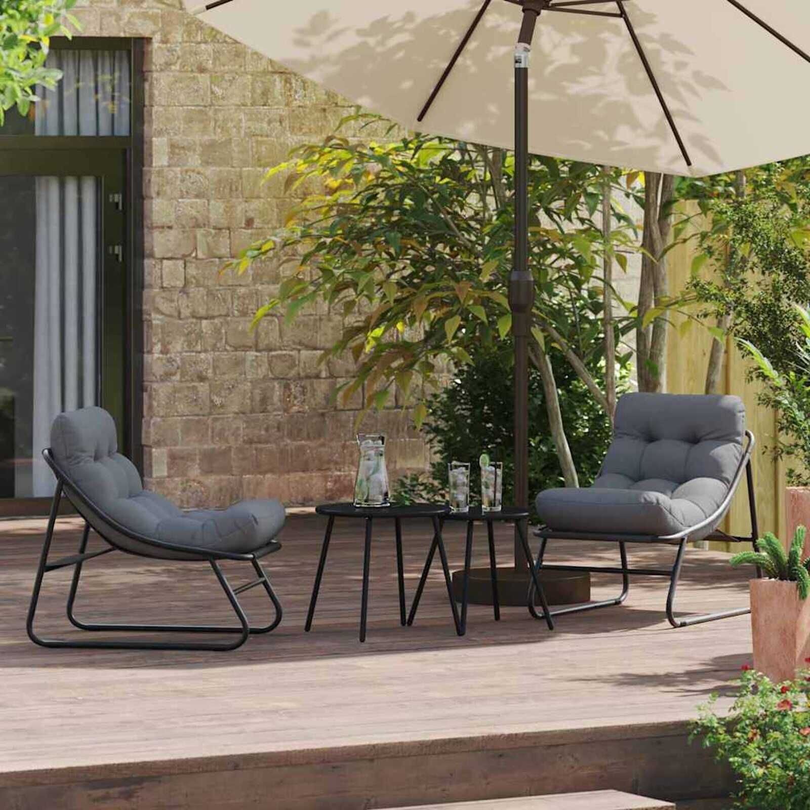 vidaXL Tuinstoelen 2-delig Zwart Metaal 60x80x71 cm 35% Korting