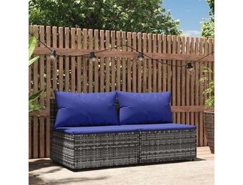 VidaXL Tuinmiddenbank met Kussens - Poly Rattan Grijs - 35% Korting