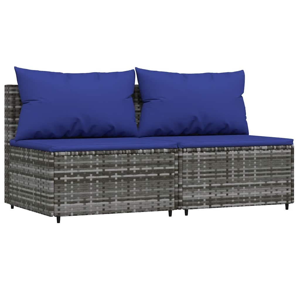 VidaXL Tuinmiddenbank met Kussens - Poly Rattan Grijs - 35% Korting