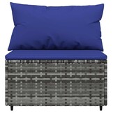 VidaXL Tuinmiddenbank met Kussens - Poly Rattan Grijs - 35% Korting