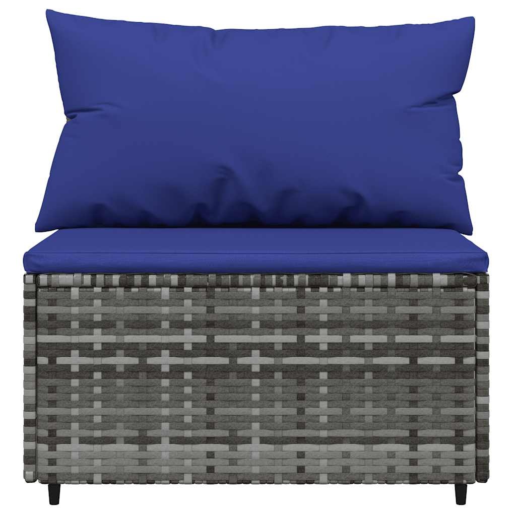 VidaXL Tuinmiddenbank met Kussens - Poly Rattan Grijs - 35% Korting
