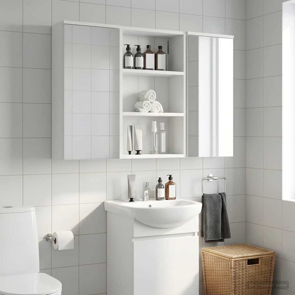 Witte Badkamerkast van Hout - 40x16x62,5 cm - 34% Korting