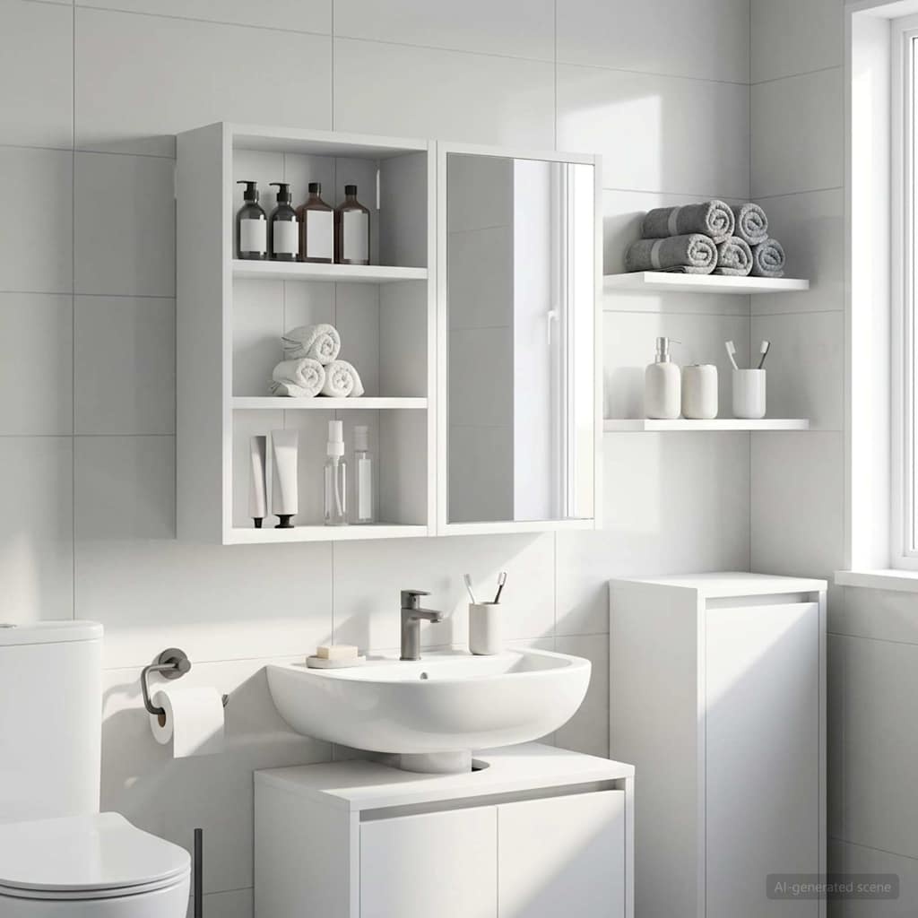 Witte Badkamerkast van Hout - 40x16x62,5 cm - 34% Korting