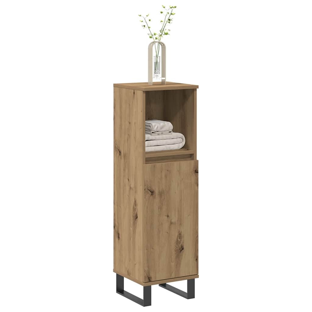 Badkamerkast bewerkt hout 30x30x100 cm - Artisanaal Eiken (54% Korting)
