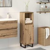 Badkamerkast bewerkt hout 30x30x100 cm - Artisanaal Eiken (54% Korting)