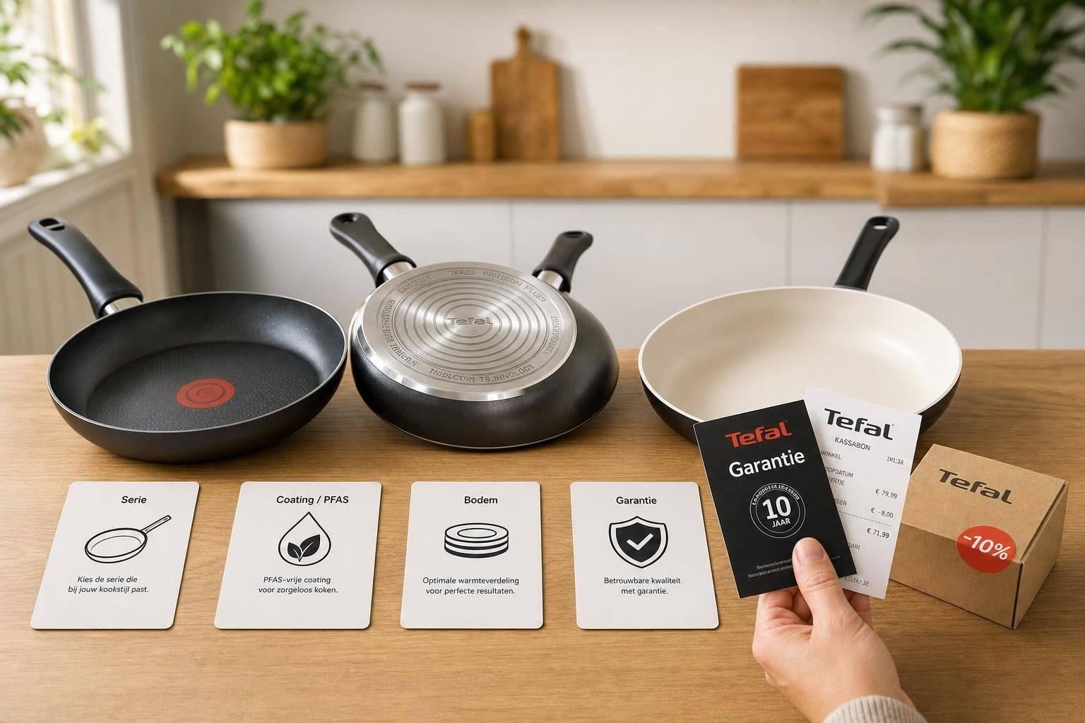 Tefal met korting kopen: welke pannenserie, PFAS en garantie